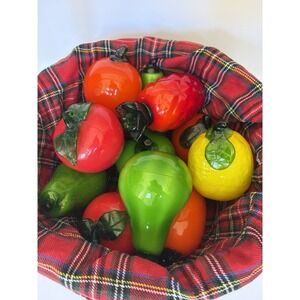 Vintage Lot of 12 Piece Murano Style Hand Blown Glass Fruits & Vegetables Decor